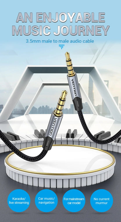 Vention 3.5mm Jack Audio Cable Male to Male 3.5mm Audio Aux Cable Jack for Phone Car Headphones Speaker Cable Wire Line Aux Cord