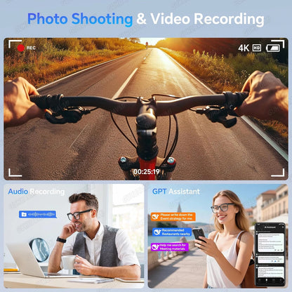 2026 New Smart AI Glasses 8MP Pixel 4k HD Camera Anti-shake Video Record ChatGP WIFI Translation Call Waterproof Sunglasses Men