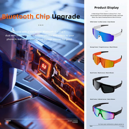 2026 New Smart Cycling Glasses 3200W Photo Pixel AI Intelligent Identification IP54 Waterproof Bluetooth 5.3 Smart Glasses