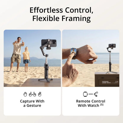 DJI Osmo Mobile 7P Gimbal Stabilizer 3-Axis Phone Gimbal with Built-in Extension Rod And Tripod Native Tracking Lighting Quick Launch One-Tap Edit 10hrs Use Phone Charging
