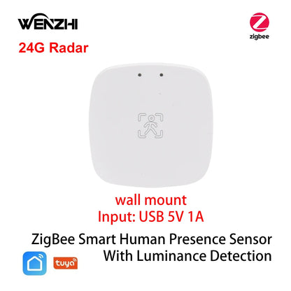 ZigBee / Wifi MmWave Human Presence Motion Sensor With Luminance/Distance Detection 5/110/220V Tuya Smart Life Home Automation