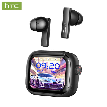 Headphones Bluetooth 5.2 TWS HTC Wireless Earphones Sports Earbuds With Microphone Full HD LCD Display Control Music Headset