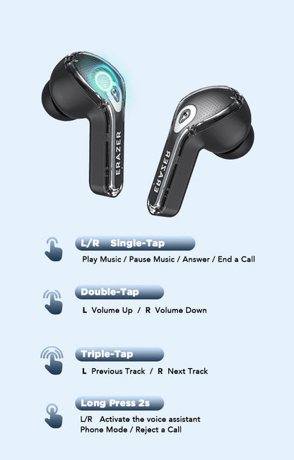 Low Latency Earphones ERAZER XP16 Wireless Earbuds AI Translation High-definition LCD Display For Music Sports Gaming Office