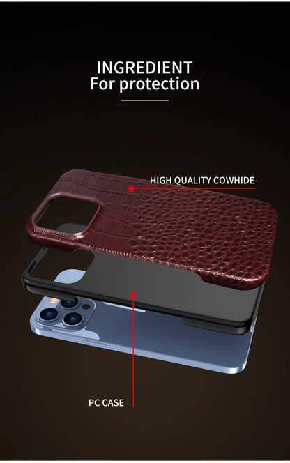 for Magsafe Case for iPhone 15 16 17 18 Pro Max Air 18Pro Natural Cowhide Leather Magnetic Protector Luxury Phone Back Cover