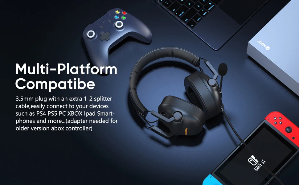 Wired Gaming Headset with Microphone for Pc,Xbox One Series,Ps4,Ps5,Switch,Noise Cancelling Headphones for Laptop,Nintendo,Gamer