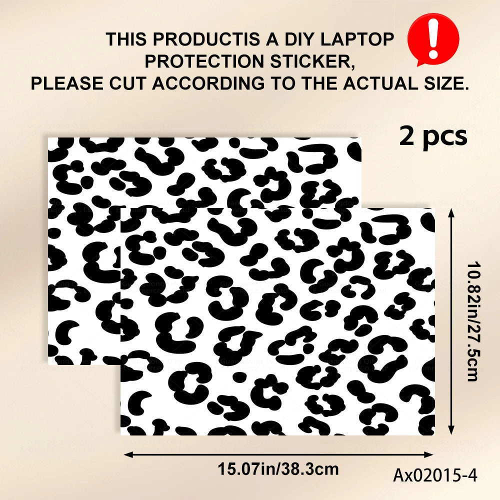 2 pcs Aesthetic Light Leopard Laptop Stickers Set Self-Adhesive Removable Laptop Covers for MacBook Notebook Protective Skins
