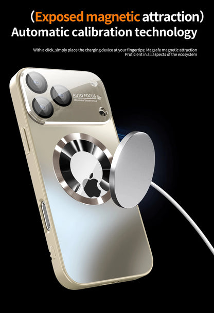 Luxury Glass Camera Lens For Magsafe Magnetic Wireless Charge Case For iPhone 18 16 17 11 12 13 14 15 Pro Max Shockproof Cover