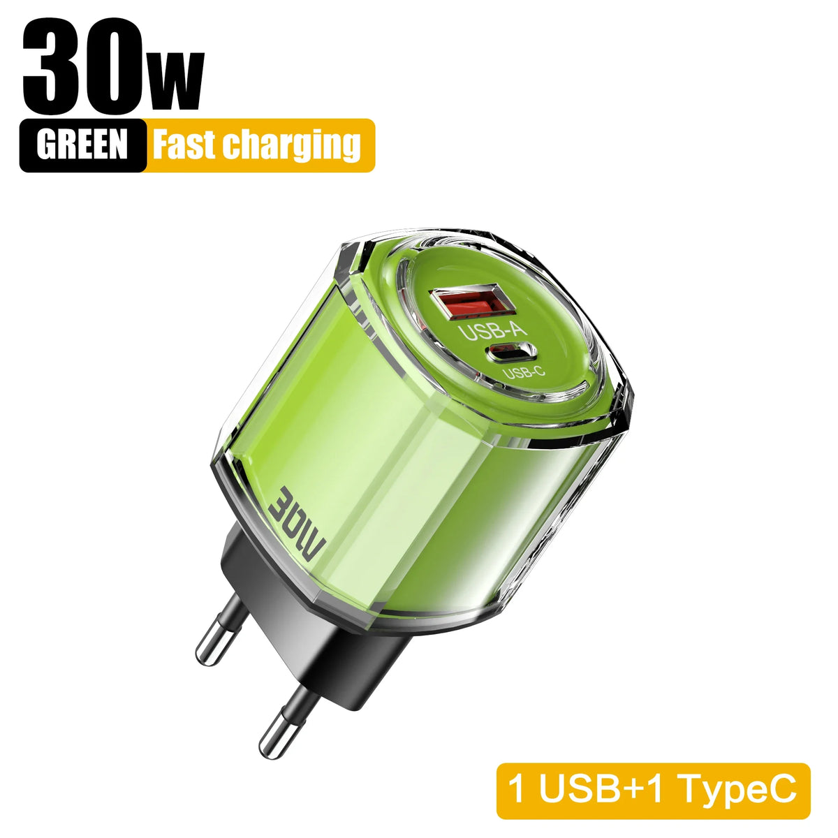 30W USB Type C Charger 2 In 1 Fast Charging Mobile Phone Adapter For iPhone Samsung Xiaomi Huawei PD Quick Charge Wall Charger
