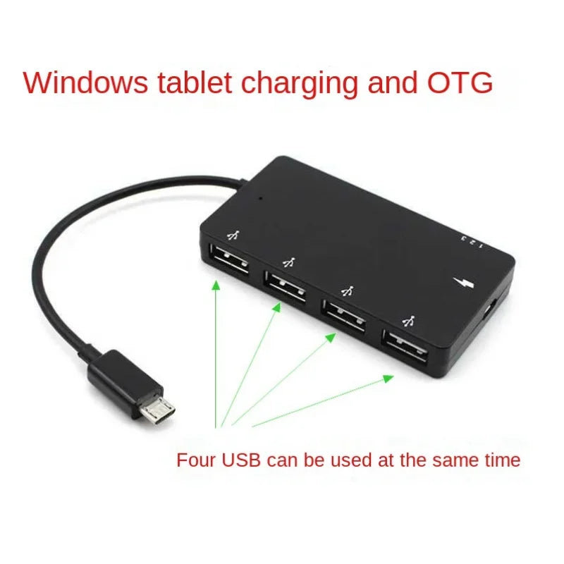 1 Set Micro USB OTG 4 Port Hub Power Charging Adapter Cable For Smartphone Tablet High Speed