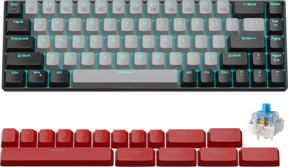 FocusOnPC MK-BOX Portable 60% Mechanical Gaming Keyboard, 68 Keys Compact Wired Keyboard with LED Backlight for Gaming & Office, Compatible with PC, Laptop & Mac, Free Random Mouse Pad Included