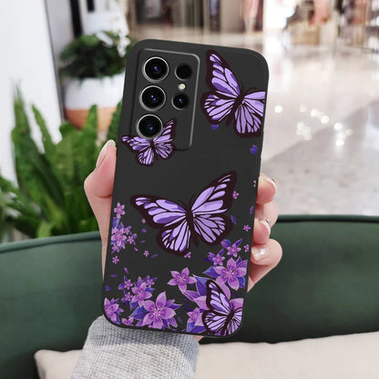Dreamy Butterfly Phone Case For Samsung Galaxy S25 S24 S23 S22 S21 S20 Ultra FE S10 S10E Plus Note 20 Ultra Silicone Cover