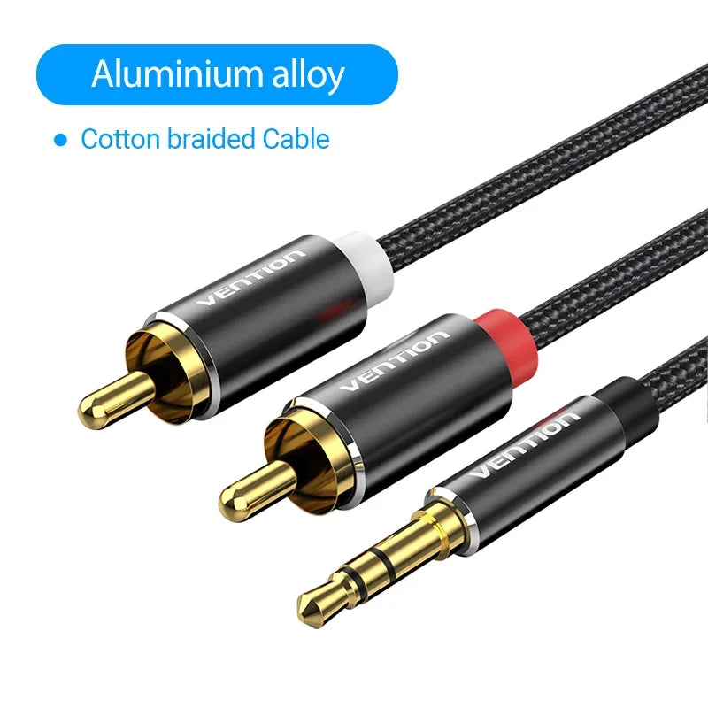 Vention RCA Cable 3.5mm to 2RCA Splitter Jack Audio Cable for Smartphone Amplifier Home Theater 3.5 AUX RCA TV Box Adaptador