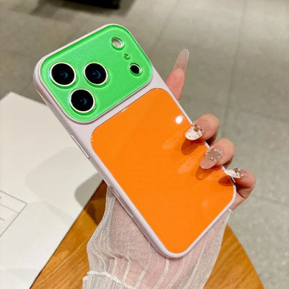 Fashion Dopamine Color-Block Phone Case for IPhone 18 Pro Max 17 16 15 14 Pro Max Candy-Color Glass Back Shockproof Phone Case