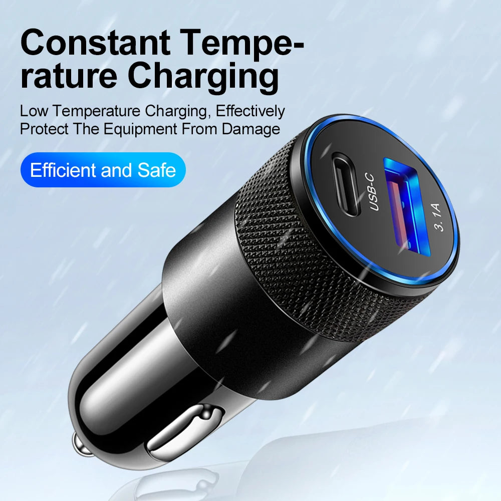 USB PD Car Charger 66W Fast Charging Type C Mobile Phone Adapter In Car For iPhone 15 14 Samsung Xiaomi 13 Huawei Car Charger