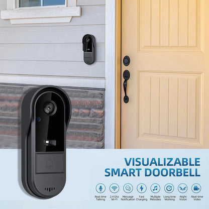 XBIBI Tuya WiFi doorbell, Smart Video Doorbell Camera, 2-way Intercom, Night Vision, microSD/cloud, waterproof, long standby, Wireless Security Camera, Rechargeable Battery