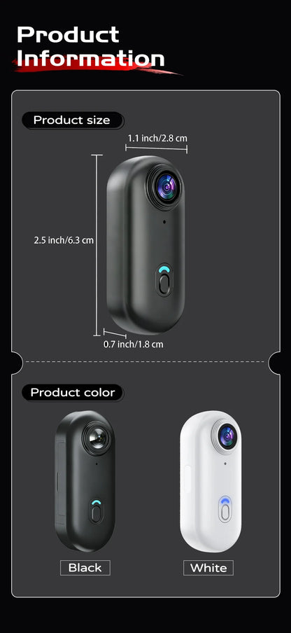 4K HD Mini Vlog Camera with WiFi Wireless Portable Action Body Cam for Sports Travel Photography Pocket Sized Video Recorder