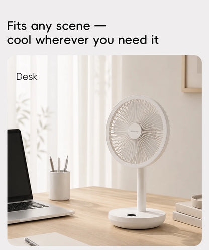 KINSCOTER Smart Oscillating Desk Fan 4000mAh USB Angle Adjustable Silent Rechargeable Fan 5 Wind Speeds for Home/Office/Gift