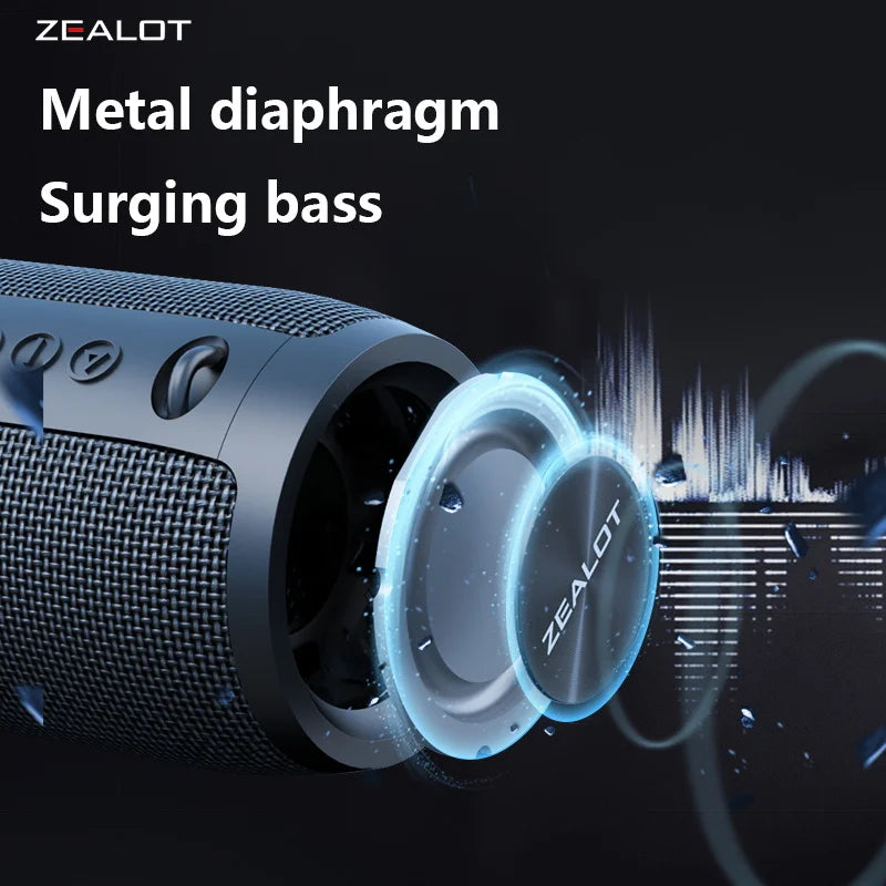 ZEALOT S51 Pro 40W Wireless Speakers, Outdoor Portable Subwoofer Speaker, 5200mAh Battery, 24 Hours Playtime Loud Stereo.