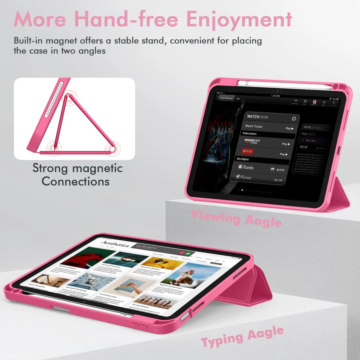 Case for iPad 10th Gen 2022 /(A16)11th Gen 2025,Auto Sleep/wake,Slim Tri-fold Stand TPU Back Protective Cover with Pencil Holder