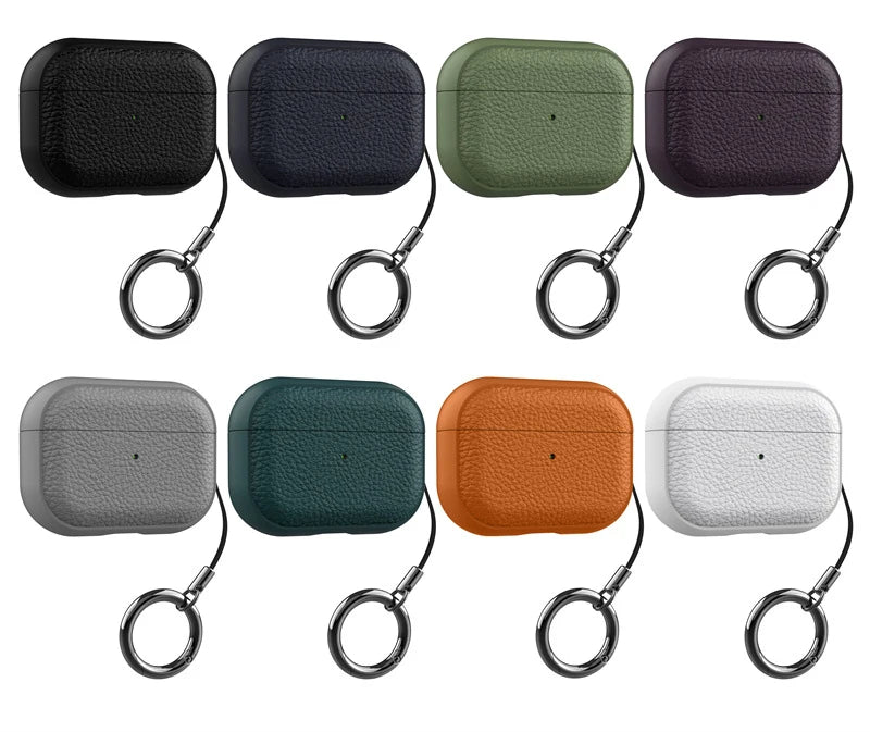 Leather Texture Case For Apple Airpods 1 2 3 4 Pro air pods Wrieless Bluetooth Earphone Protective Cover Anti-lost Headphone Bag