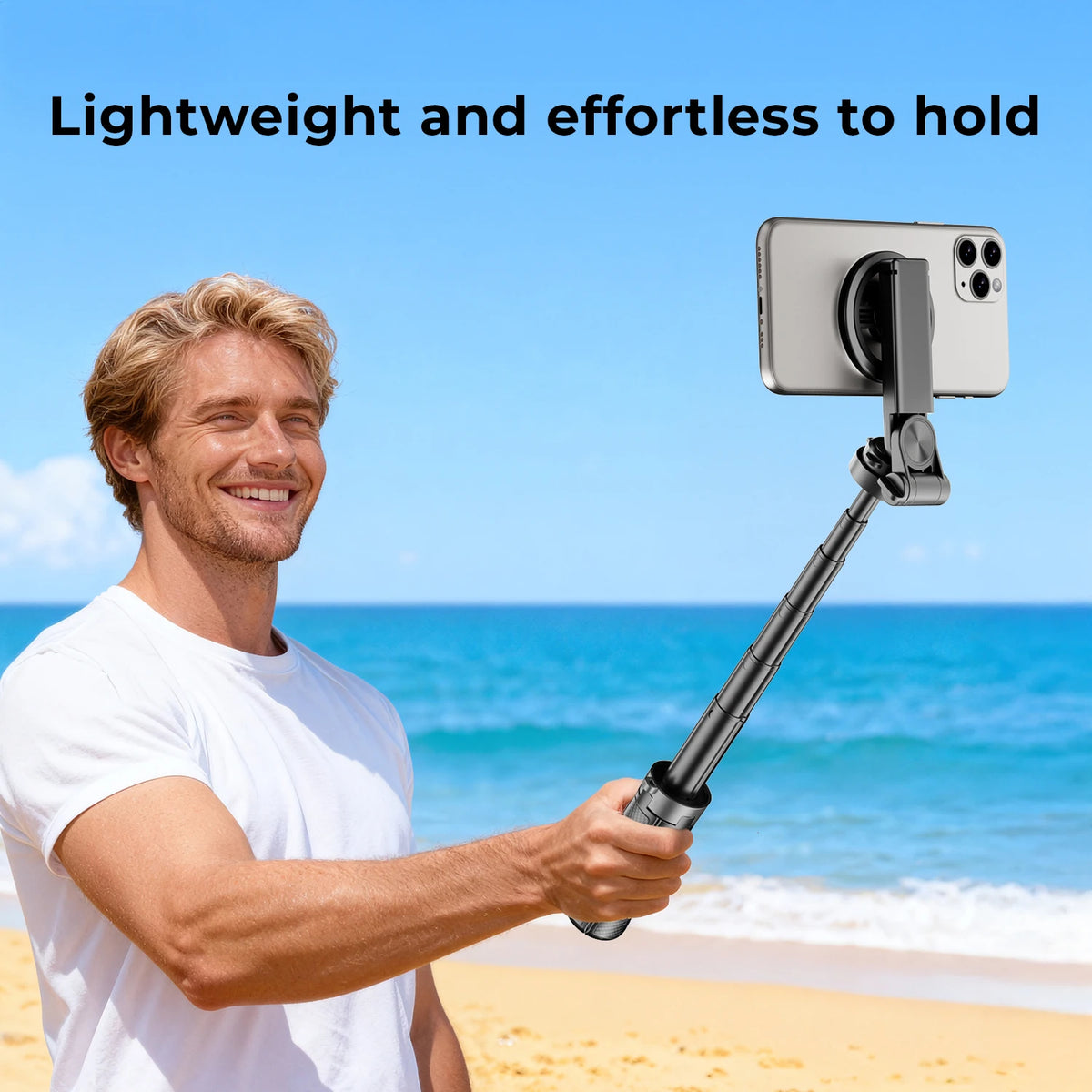 Upgraded Magnetic Phone Holder Pocket Selfie Stick 360° Rotation with Zoom Wireless Bluetooth Control for Smartphone Shooting