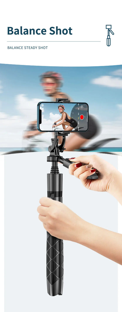 1.55m Extendable Wireless Selfie Stick Tripod with Bluetooth Remote for iPhone Android GoPro,360°Rotation Phone Stand for Videos