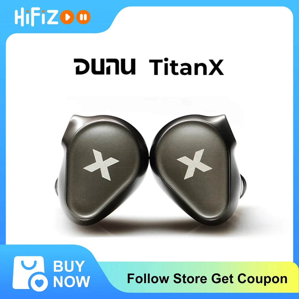 DUNU Titan X Earphones Dual Magnetic Dynamic Driver Metal Alloy Housing 3.5mm/TypeC Mic Earbuds For HiFi Earphone Audiophile