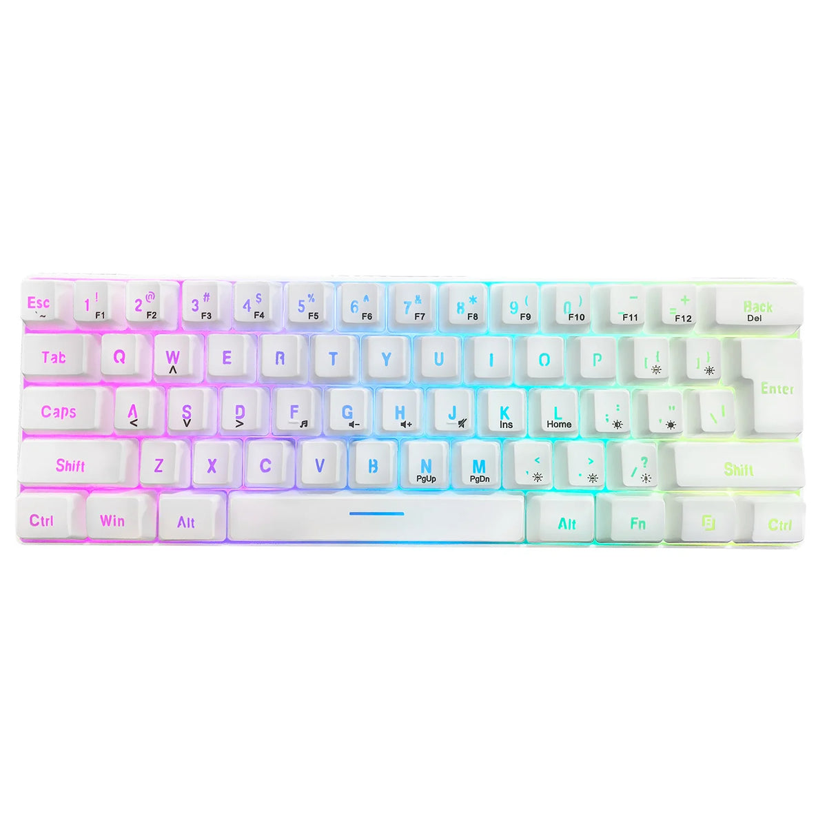 Teclado RGB Gamer 60% Keyboard Ergonomic Mini PC White Computer Keyboard Portable Backlit USB Wired Black Clavier Ordinateur