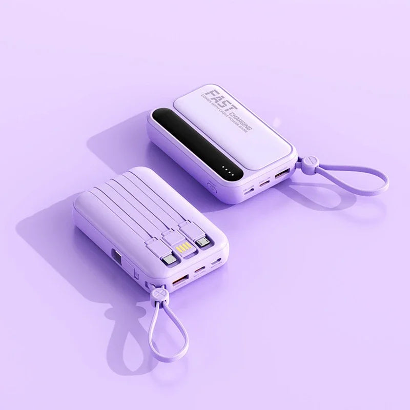 Lenovo CCC Mini Power Bank 500000mAh 4 Built in Cables Fast Charging Large Capacity Portable External Battery For iPhone Xiaomi