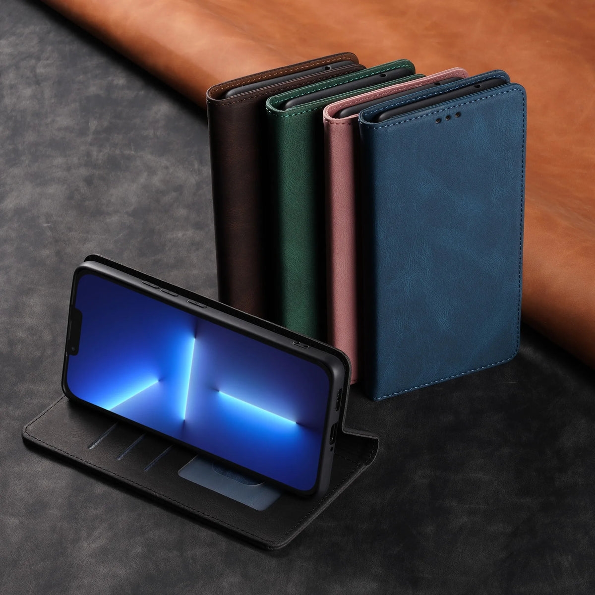 Flip Wallet Case For iPhone 18 17e 16 15 14 13 12 11 17 Pro Max Mini 16e XS Max X XR 8 7 Plus SE Card Holder Protect Cover Funda