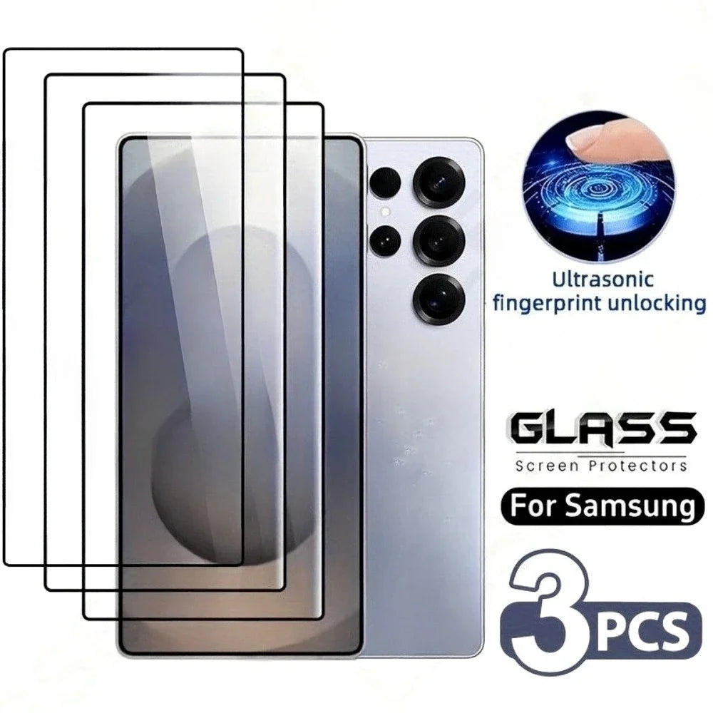 3Pcs Full Cover Tempered Glass for Samsung S25 S24 S23 Ultra S21 S24 S23 FE Screen Protector Samsung S25 Edge S22 S20 S10 Plus