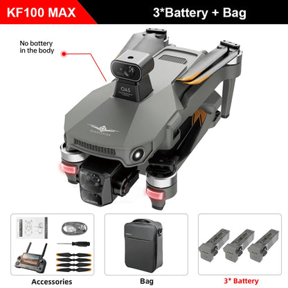Teeggi KF100 MAX GPS RC with screen Drones With 4K HD Camera Profesional 3-Axis Gimbal obstacle avoidance 6KM Foldable RC Dron
