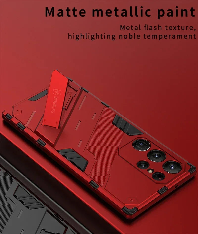 Armor Shockproof Phone Case For Samsung Galaxy S26 S25 S24 S23 S22 Ultra Plus Edge  S26 Pro With Holder Lens Protect Cover