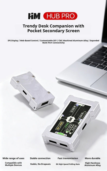 HMLAB ZNEO Gaming USB Hub - 2-to-3 Port, 8K Hz, Independent Power, With Screen, Trendy for Gaming Ambience Desk Setup