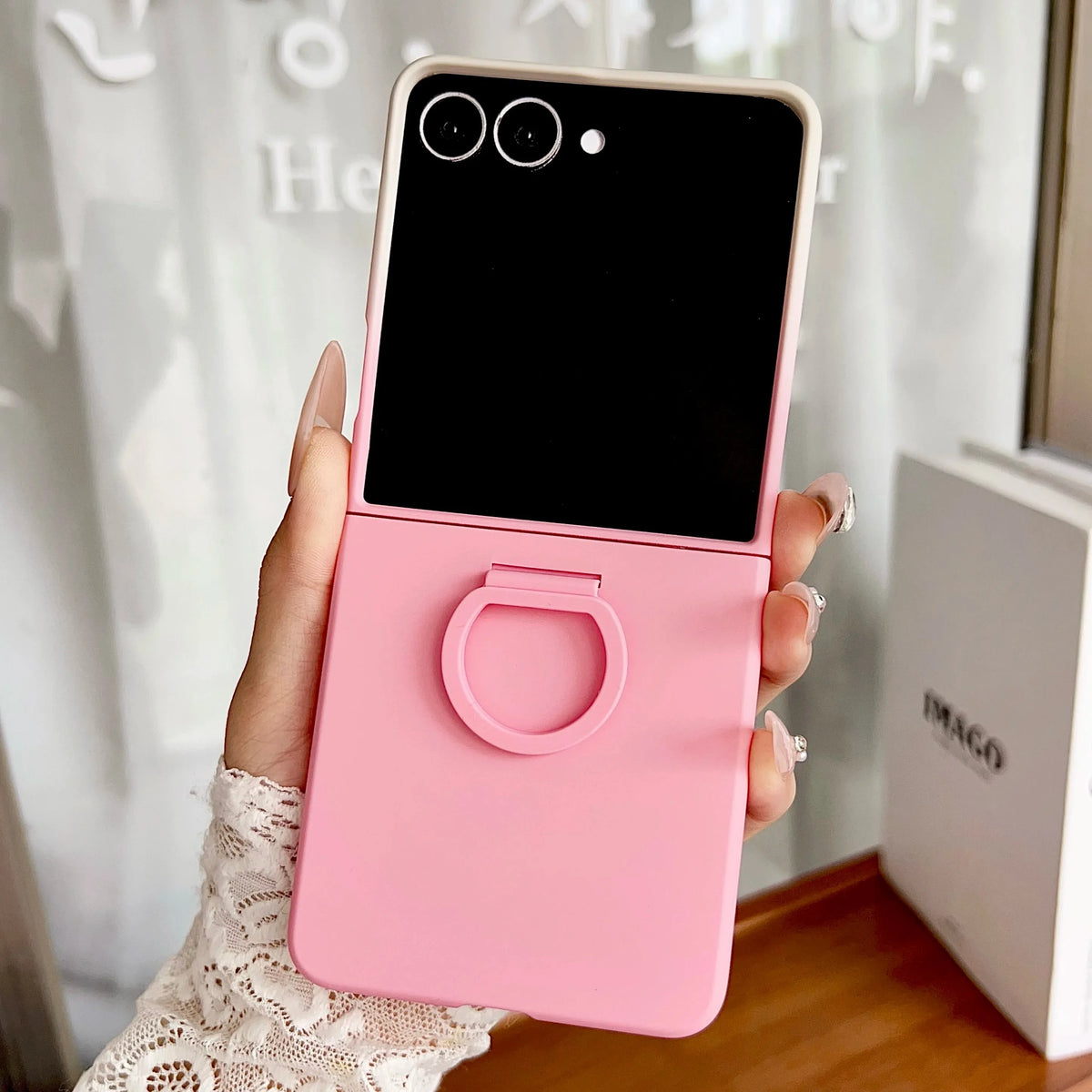 Hot Skin Feel Glass Case for Samsung Galaxy Z Flip 7 FE Fold Business Fashion Ring Hinge Protective Cover for Flip5 Flip6 Cases