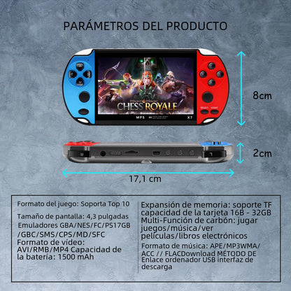 Retro X7 Handheld Game 4.3 Inch HD Large 8G Screen Classic Game Console Built-in 10000 Games Mini Handheld MP5 Video Game