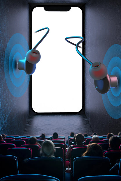 Neck-mounted TWS sports Bluetooth earphones with a metal casing, memory neckband, bendable and portable. Supports TF card playback for music. Dual battery design for ultra-long battery life. Supports simultaneous connection t