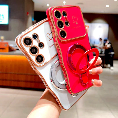 Plating Wave Shell Case For Samsung Galaxy S26 S25 S24 S23 S22 Ultra Plus FE A17 A55 A54 A15 A16 A35 A36 A56 Stand Holder Cover