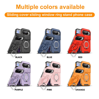 Heavy Duty Rugged Phone Case for Google Pixel 10 9  Pro XL 7 8 9 10 Pro 8A 9A Cases with Sliding Lens Cover Ring Kickstand Funda