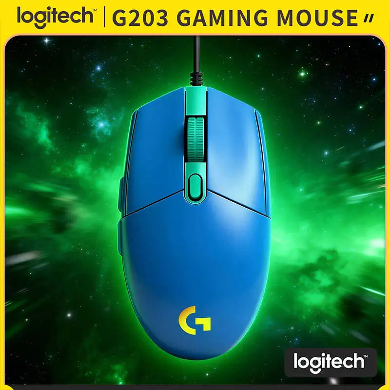 Logitech G203 Prodigy Wired Gaming Mouse 8000 DPI RGB Lighting 6 Buttons On-Board Memory 2.1m Cable Windows ChromeOS