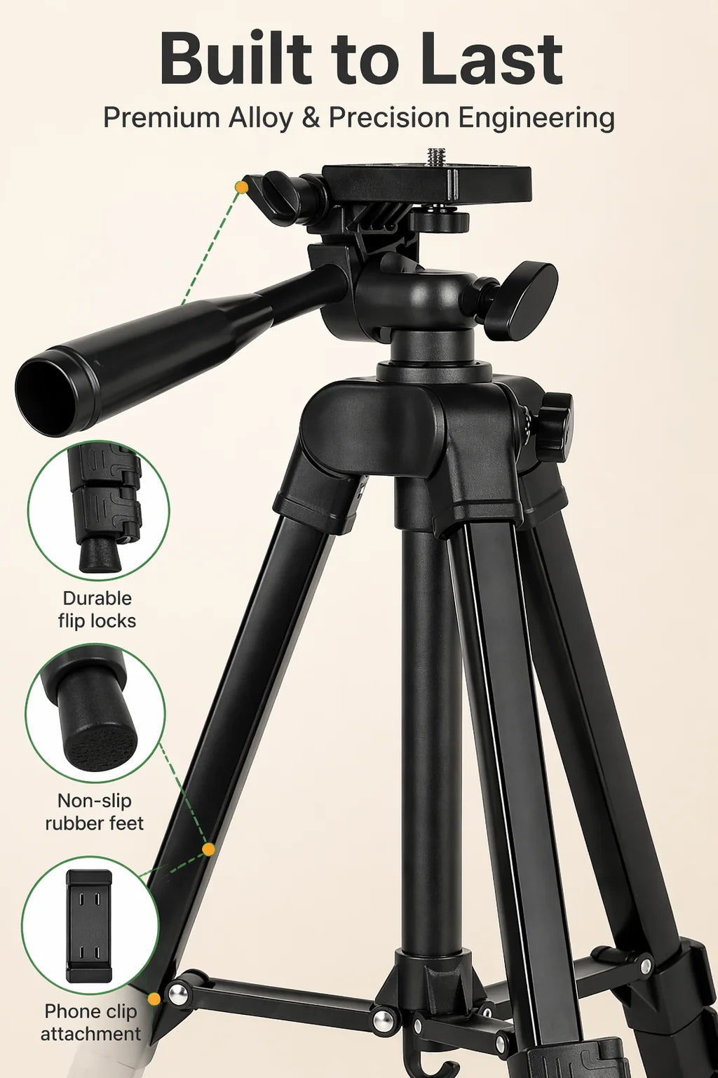 Camera Tripod Aluminum Professional Tripod Stand with Phone Mount Carry Bag for Camera Phone Photography
