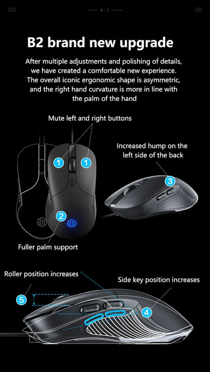 INPHIC B2 USB Wired Mouse Silent Office Gaming Mouse for PC and Laptops