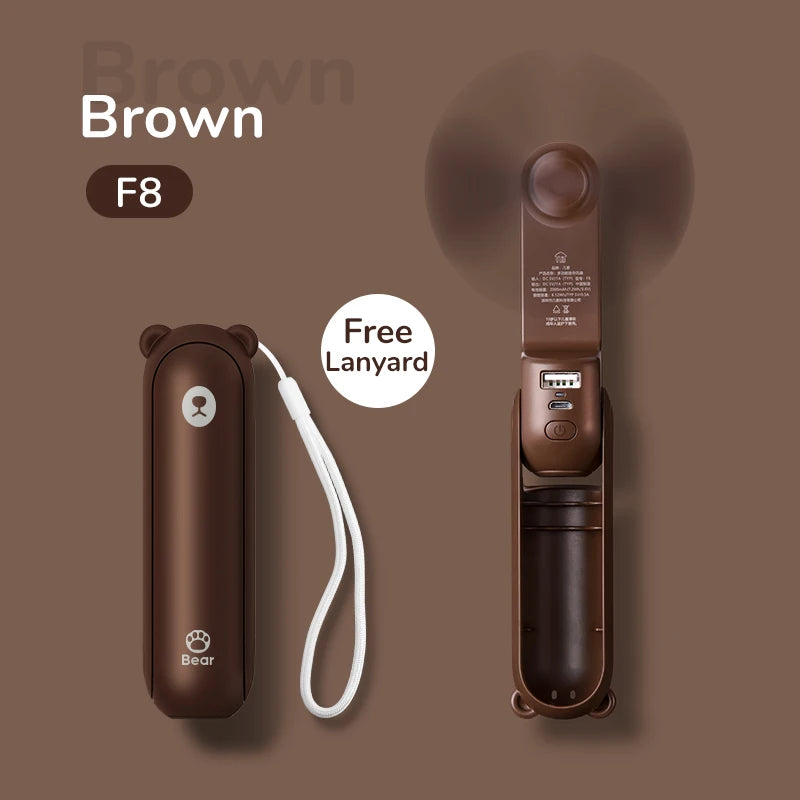 JISULIFE Portable Fan Mini Handheld Fan USB 4500mAh Recharge Hand Held Small 3 In1 Pocket Fan with Power Bank Flashlight Feature