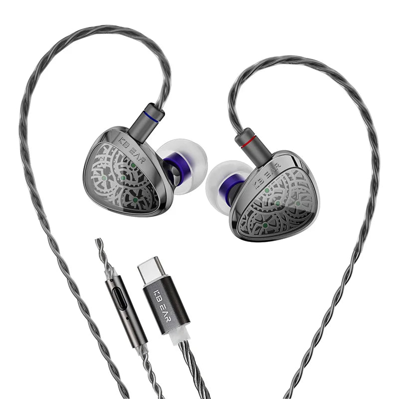 KBEAR TBX Tourbillon X IEMS In-Earphone Wired Headphones 10mm CVD-Coated Carbon Fiber Diaphragm Deep Bass Gaming Headset