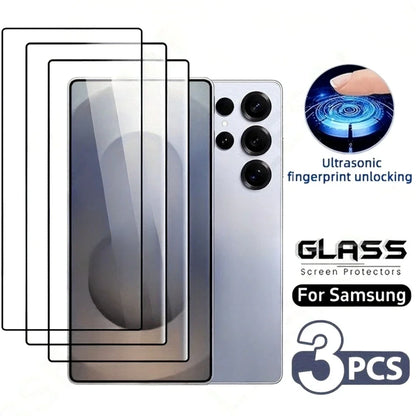 3Pcs Full Cover Tempered Glass for Samsung S25 S24 S23 Ultra S21 S24 S23 FE Screen Protector Samsung S25 Edge S22 S20 S10 Plus