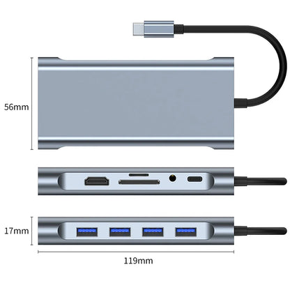 USB C HUB, USB C Adapter Dongle with 4K HDMI/VGA/Type C PD/RJ45/ SD/TF Card Reader For MacBook Pro/Air M1 iPad