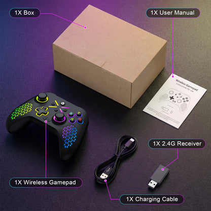 Turpow RGB Gamepad For Xbox One Controller,Xbox Seris S/X Dual Vibra 6Axis Gyroscope Wireless Game Xbox Console
