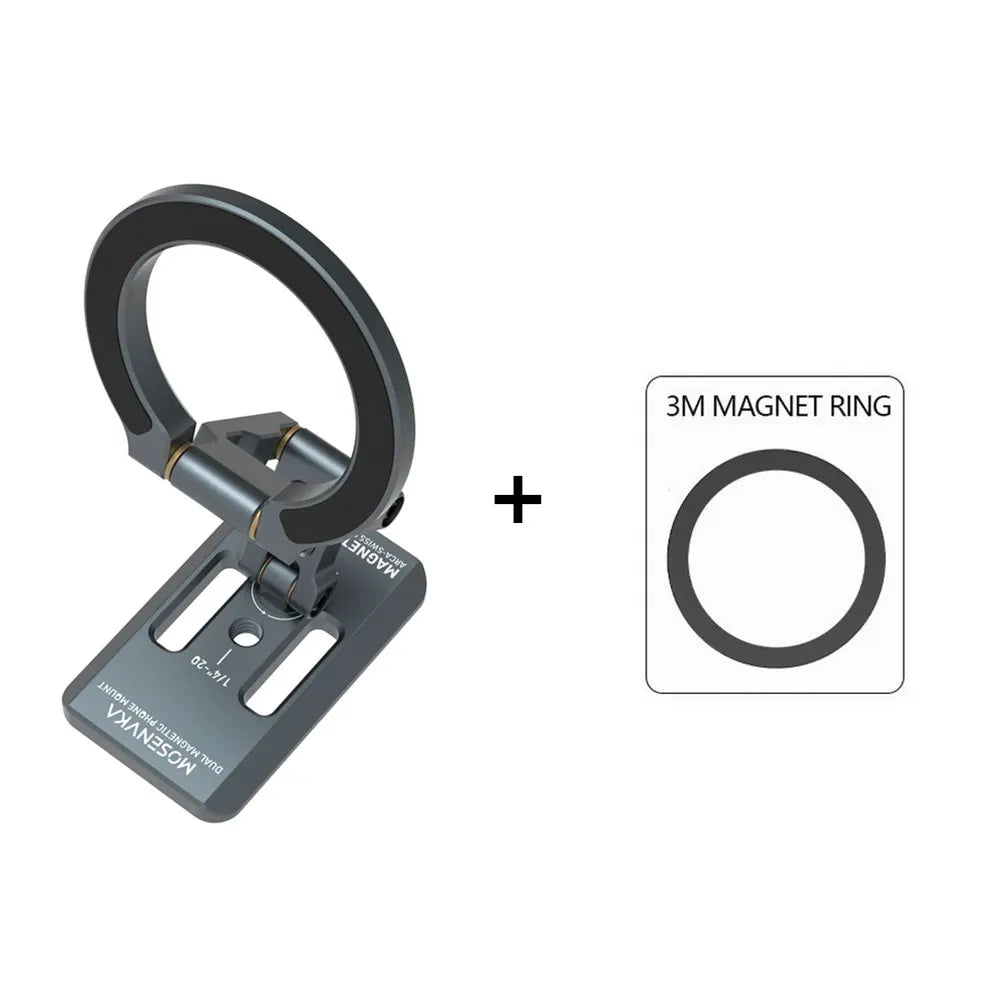 Dual Magnetic Phone Holder Desk Magnet Tripod Phone Mount 1/4'' & ARCA-Swiss Gym Mount for for iPhone Android Car/Airplane Stand