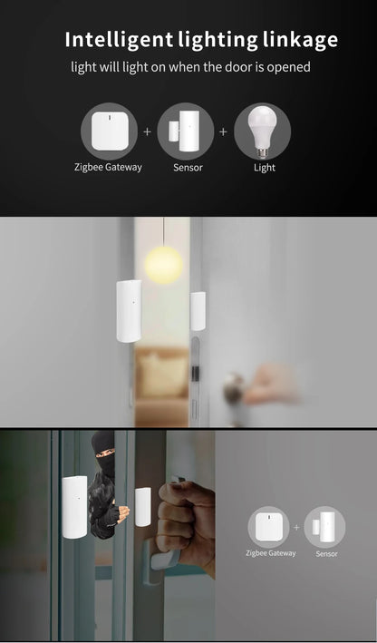 Tuya WiFi Smart Door and Window Sensor Wireless Contact Detector for Home Automation and Security System Door Sensor