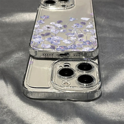 Purple Flower Phone Case For iPhone 17 Case iPhone 14 16 18 13 11 12 15 Pro Max 7 Plus 16e XR SE Air Shockproof Soft Clear Cover